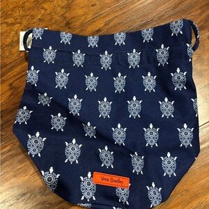Vera Bradley Navy Mini Bag with White Turtle Print and Orange Logo